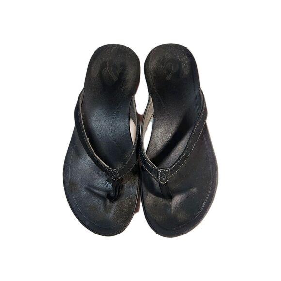 Olukai Ho‘opio Black Thong Sandals Women’s Size 9 – Casual Flip Flops - Picture 6 of 14